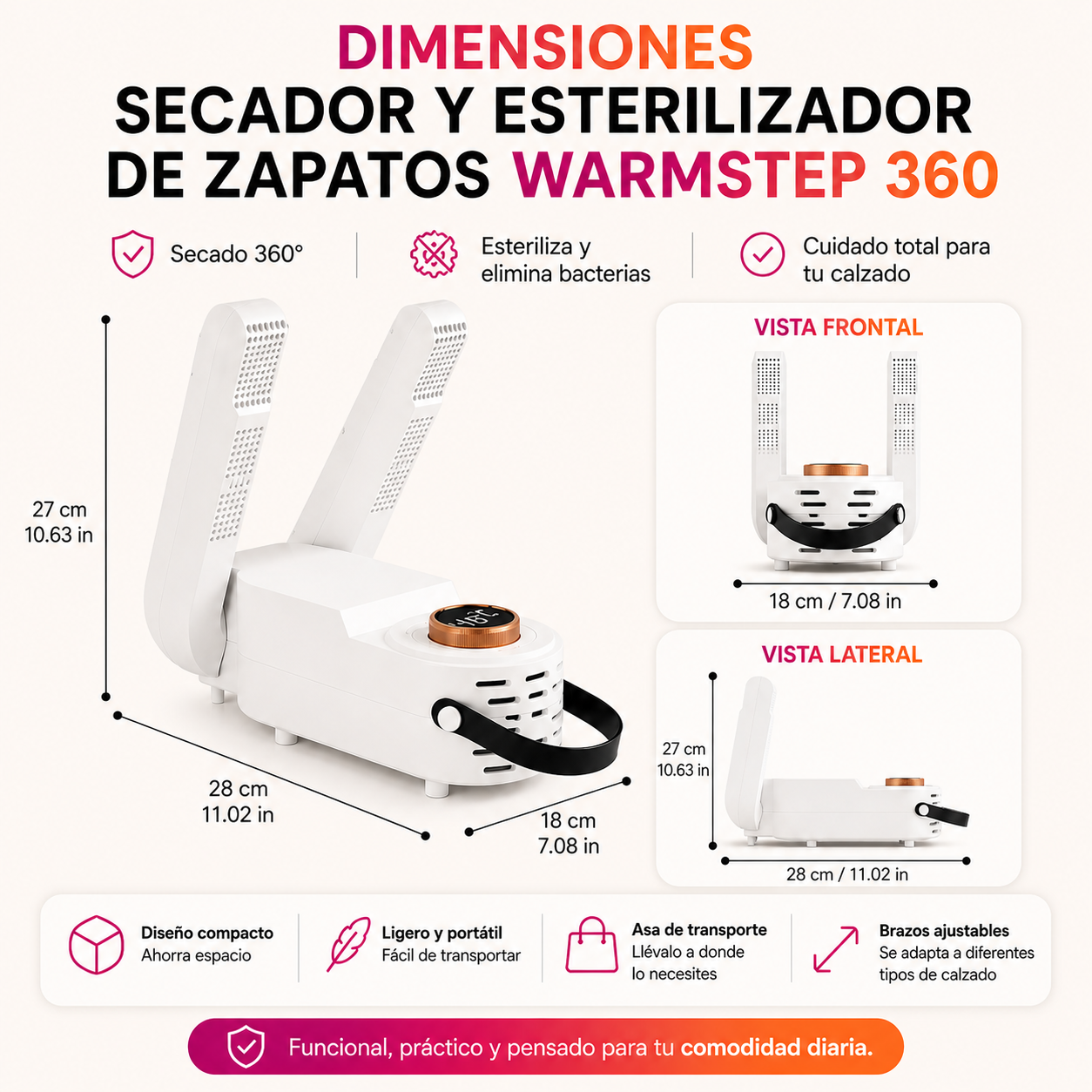 WarmStep 360™ - Secador y Esterilizador de Zapatos