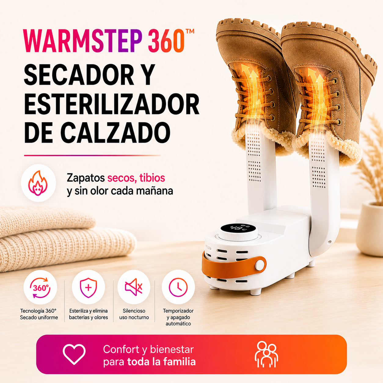 WarmStep 360™ - Secador y Esterilizador de Zapatos