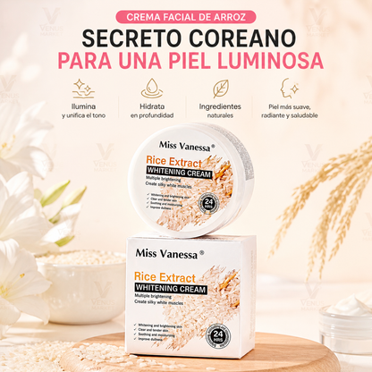 Crema Facial Blanqueadora con extracto de Arroz — Secreto Coreano para una Piel Luminosa