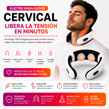 Electro Masajeador Cervical — Libera la Tensión en Minutos