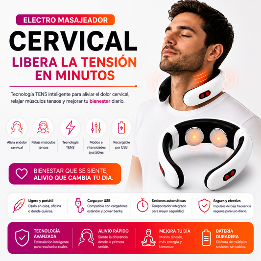 Electro Masajeador Cervical — Libera la Tensión en Minutos