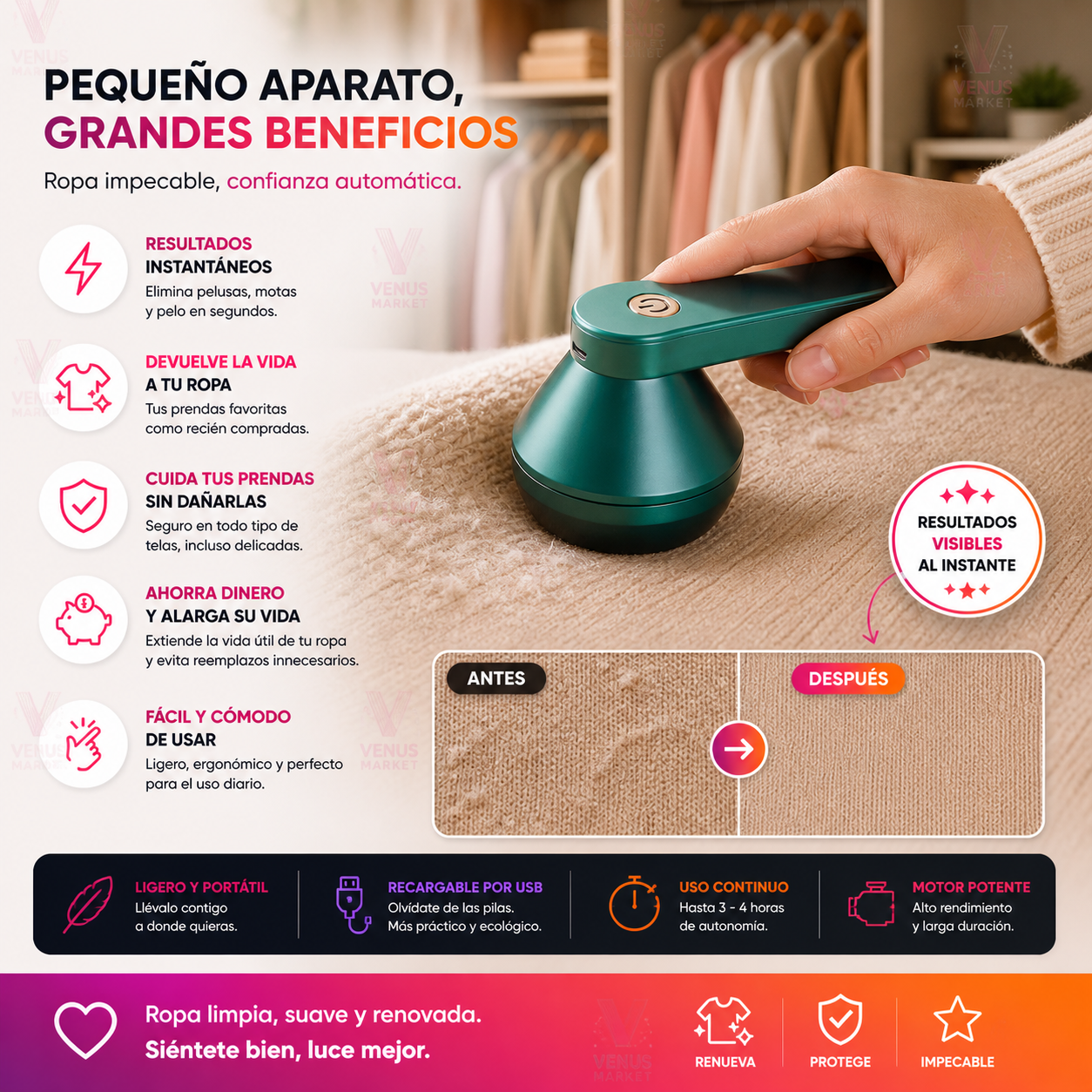 ReNew™ - Quita Pelusas Recargable