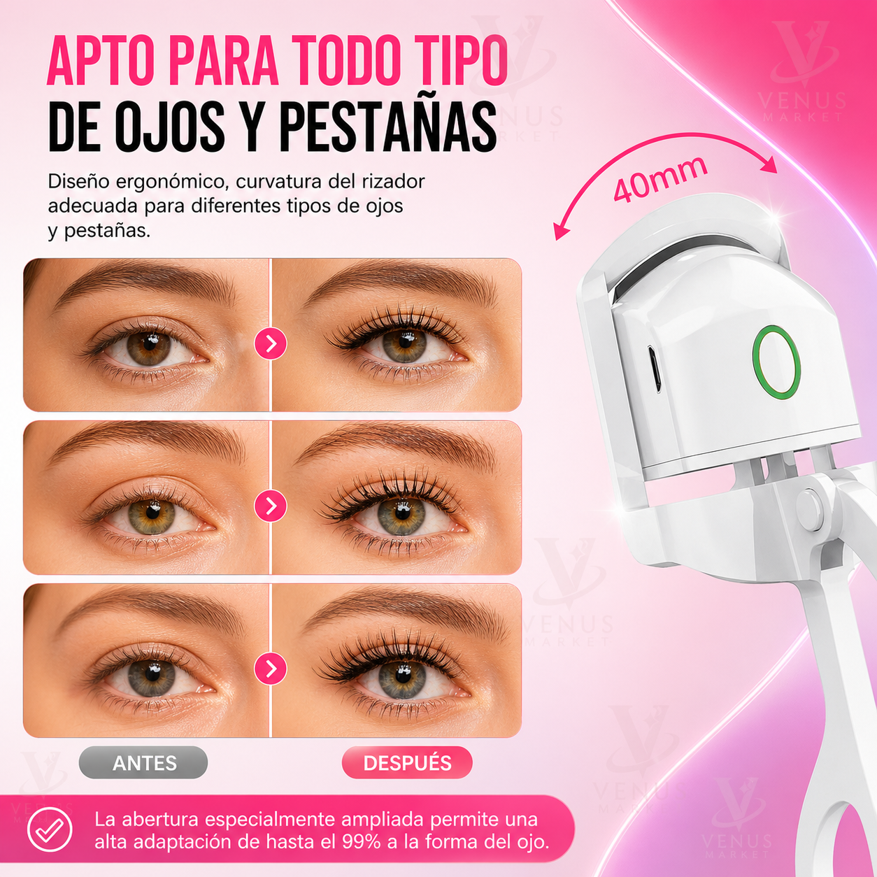Rizador de Pestañas Eléctrico - Efecto Lifting en Segundos